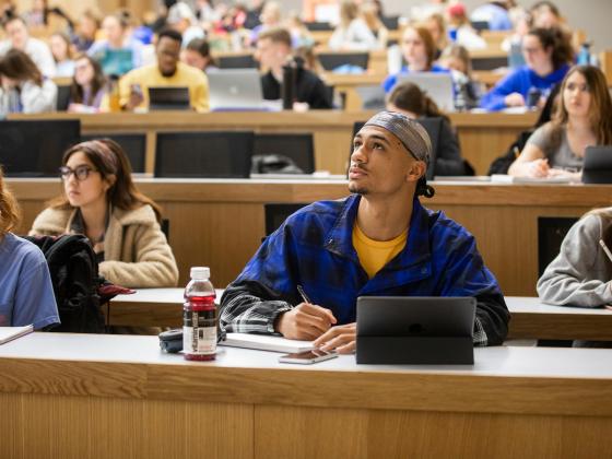 Photo of student studying in classroom